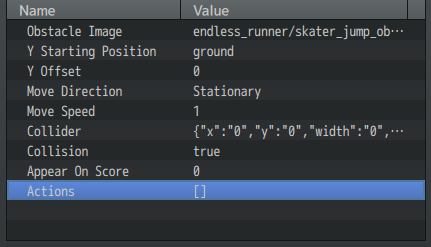 Obstacle Parameters